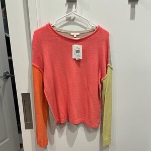 Lisa Todd Vibrant Pink and Orange Crew Neck Sweater